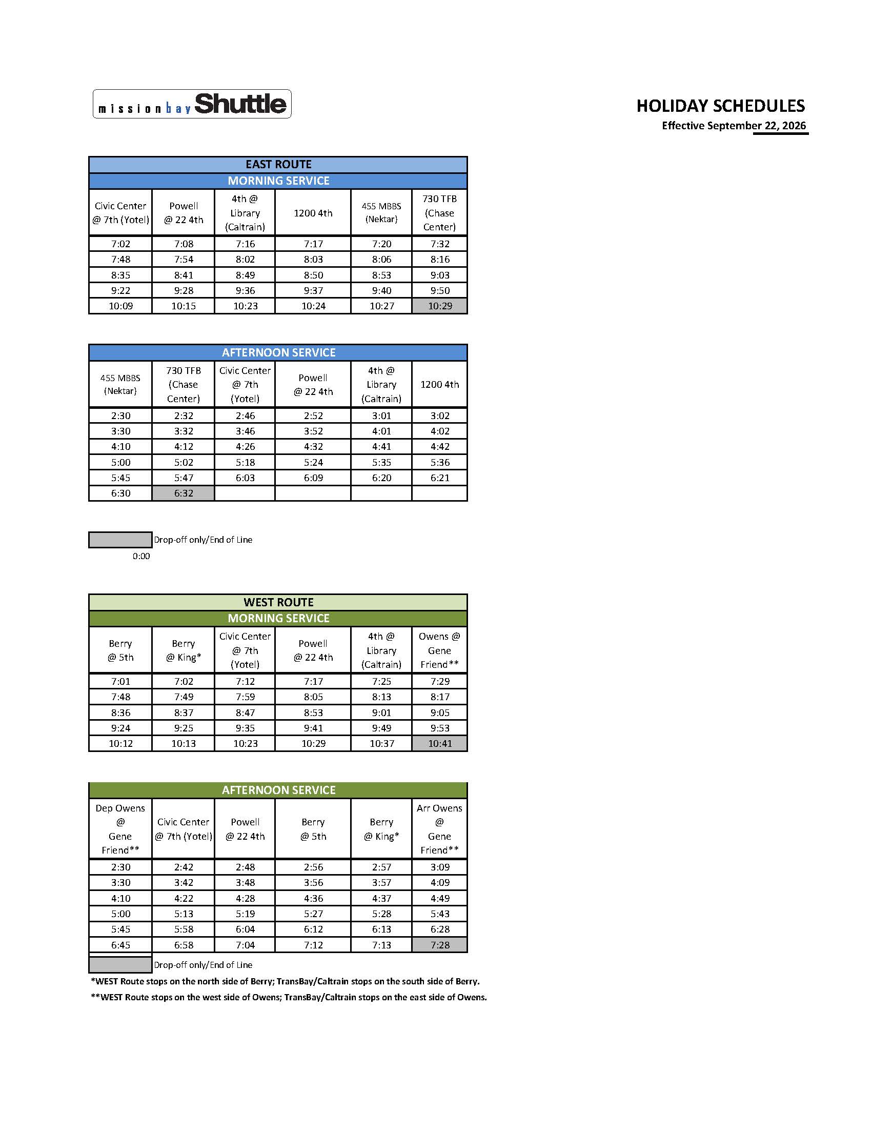 2026-09-22-Timetable-Holiday Schedule-East and West Routes v17_Page